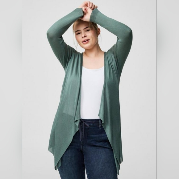 TORRID Cardigan  Tissue Weight Drape Open Front Cardi Size 24 Dark Forest Green - Picture 5 of 11